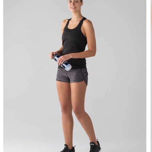 Lululemon Speed Short Bit Point Ice Grey‎ Black size 10 W7A19S - Picture 1 of 6